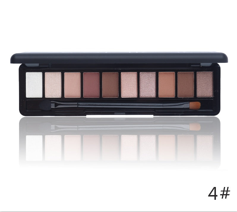 JMT-591498 10-Color Natural Eye Shadow Palette with Silk Texture and Brush