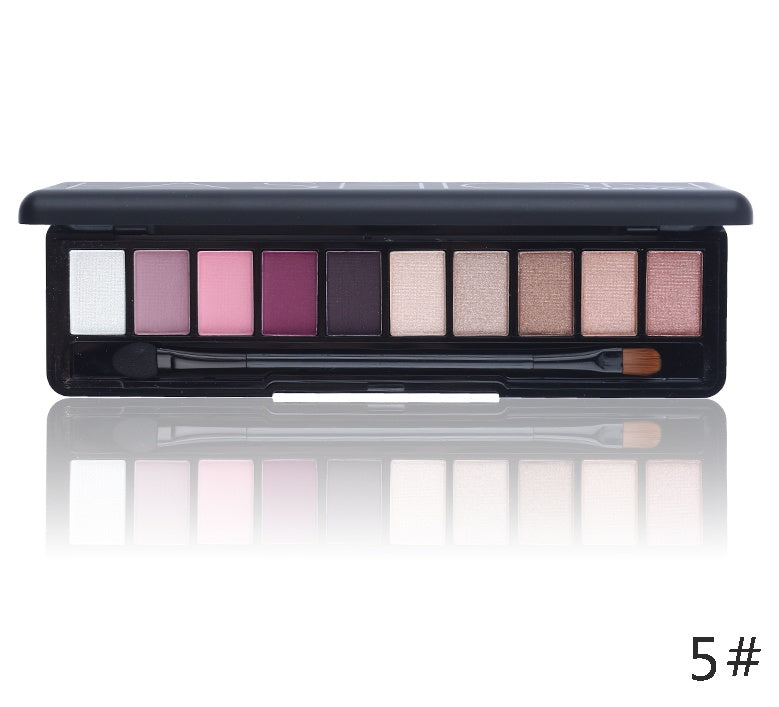 JMT-591498 10-Color Natural Eye Shadow Palette with Silk Texture and Brush