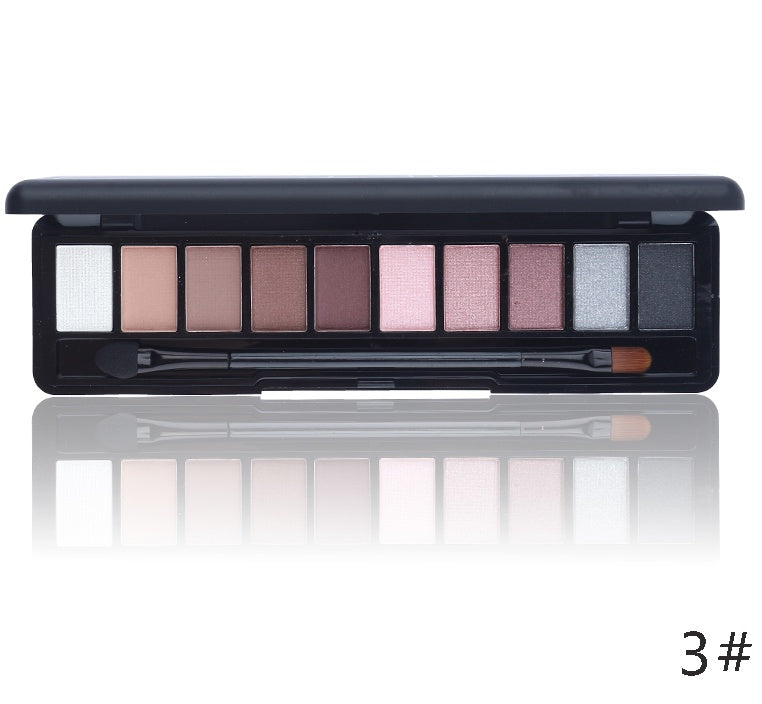 JMT-591498 10-Color Natural Eye Shadow Palette with Silk Texture and Brush