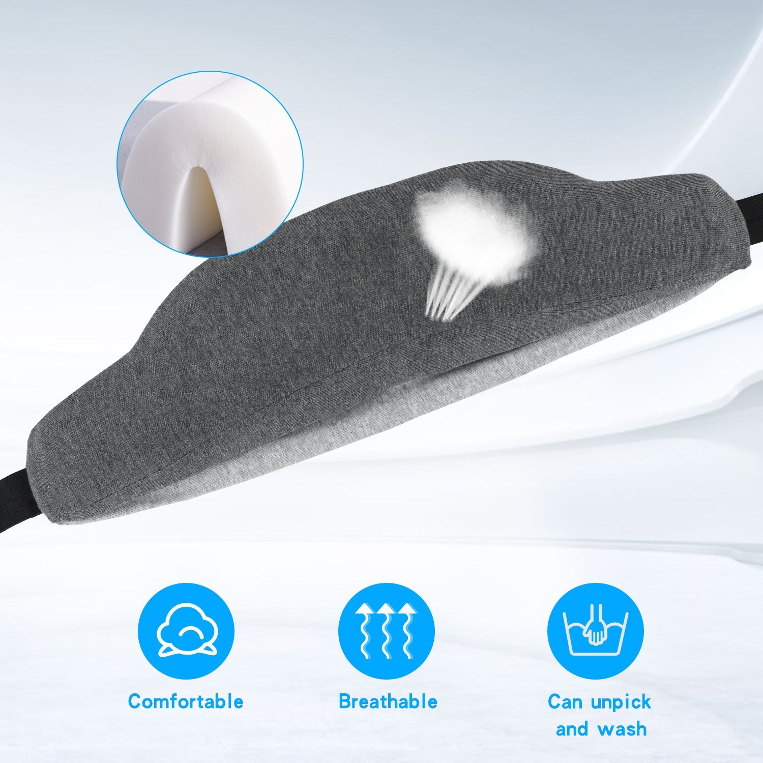 JMT-591562 Bluetooth Music Eye Mask with 3D Memory Foam and USB Charging - Multi-point Connection, 24-Hour Battery Life