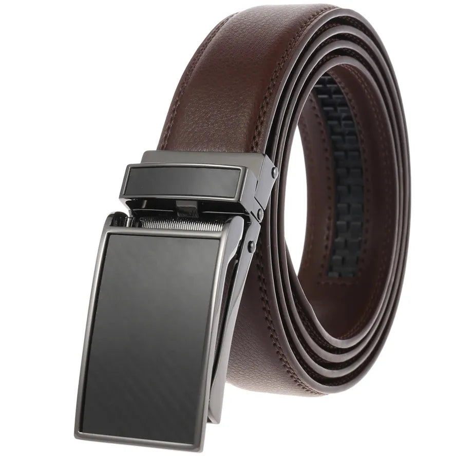 JMT-591818 Genuine Leather Automatic Sliding Buckle Belt for Men