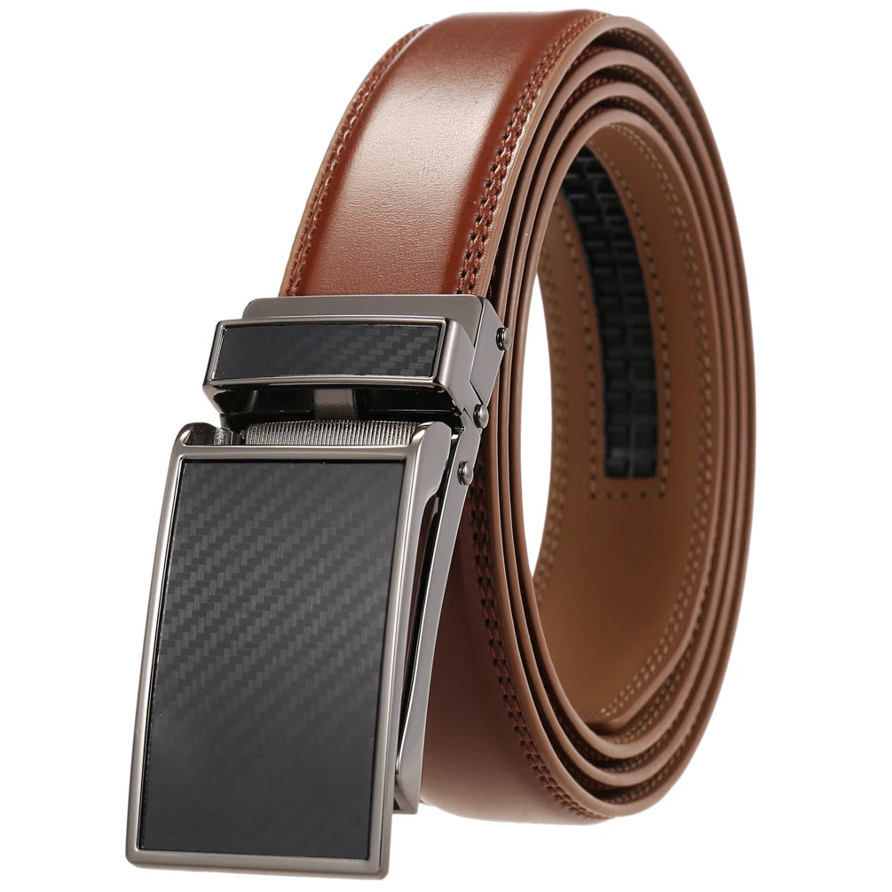 JMT-591818 Genuine Leather Automatic Sliding Buckle Belt for Men