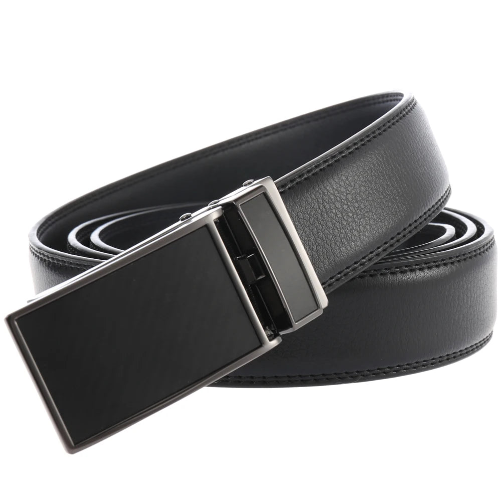 JMT-591818 Genuine Leather Automatic Sliding Buckle Belt for Men