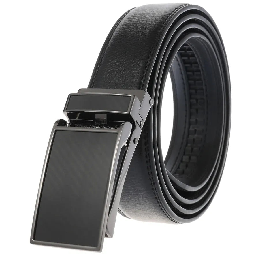 JMT-591818 Genuine Leather Automatic Sliding Buckle Belt for Men