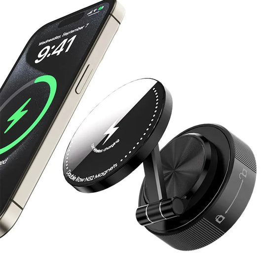 JMT-591882 Foldable Magnetic Wireless Charger with Strong Magnets for iPhone 15 and 16 - Slim Car Phone Holder