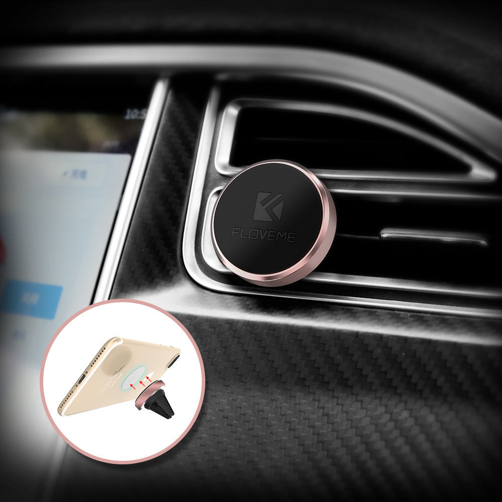 JMT-592074 360-Degree Rotating Magnetic Car Phone Holder - Aluminum Alloy Bracket in Rose Gold, Gold, and Silver