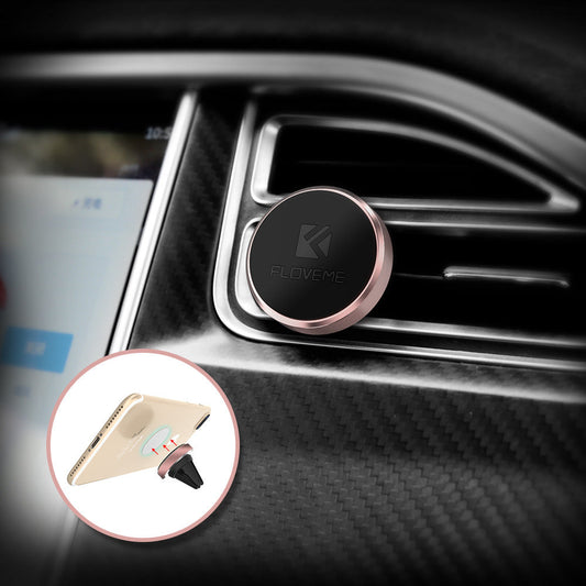 JMT-592074 360-Degree Rotating Magnetic Car Phone Holder - Aluminum Alloy Bracket in Rose Gold, Gold, and Silver