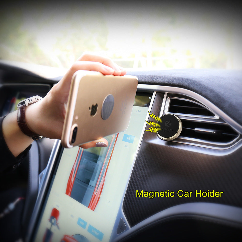 JMT-592074 360-Degree Rotating Magnetic Car Phone Holder - Aluminum Alloy Bracket in Rose Gold, Gold, and Silver
