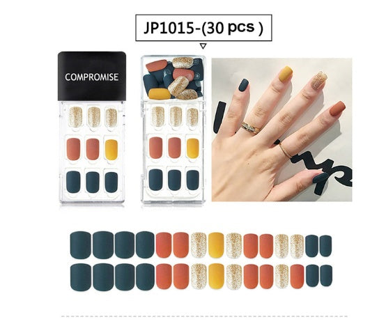 JMT-592522 Summer Style Soft PVC Fake Nails - 24 Multi Color Reusable Artificial Nail Set