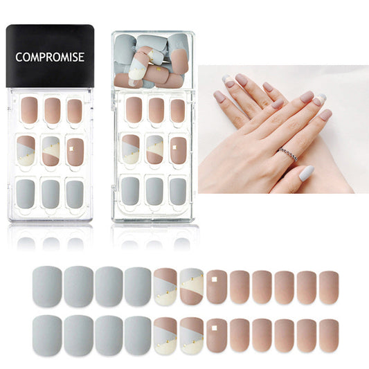 JMT-592522 Summer Style Soft PVC Fake Nails - 24 Multi Color Reusable Artificial Nail Set