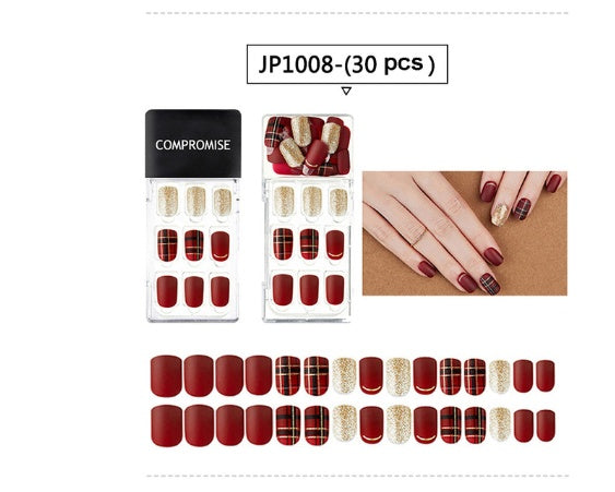 JMT-592522 Summer Style Soft PVC Fake Nails - 24 Multi Color Reusable Artificial Nail Set