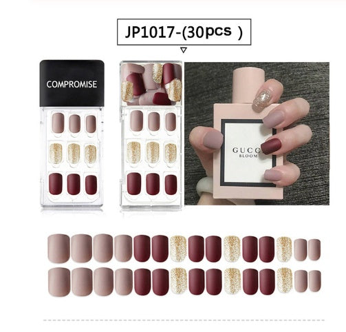 JMT-592522 Summer Style Soft PVC Fake Nails - 24 Multi Color Reusable Artificial Nail Set