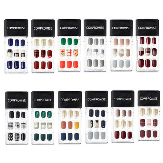 JMT-592522 Summer Style Soft PVC Fake Nails - 24 Multi Color Reusable Artificial Nail Set