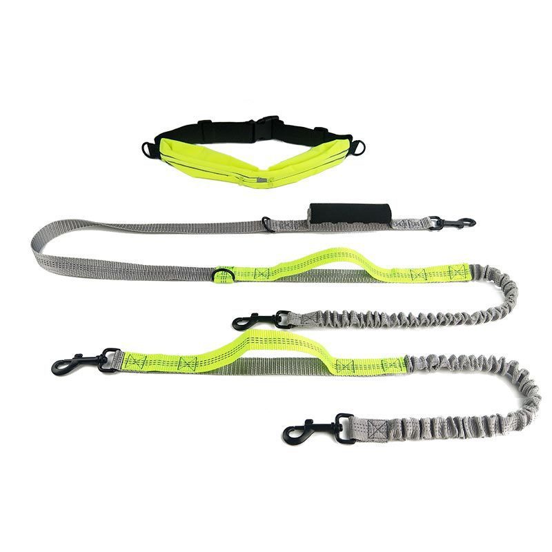 JMT-592714 Reflective Telescopic Dog Leash with Traction Rope - 165-185cm Long, 70-120cm Adjustable Belt in Fluorescent Green, Orange, and Dark Green