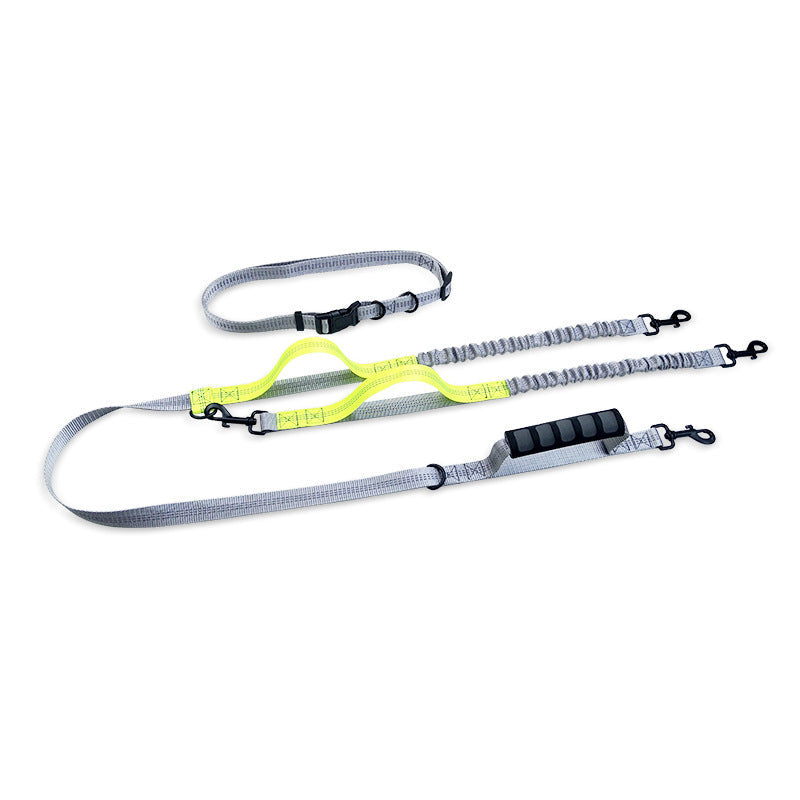 JMT-592714 Reflective Telescopic Dog Leash with Traction Rope - 165-185cm Long, 70-120cm Adjustable Belt in Fluorescent Green, Orange, and Dark Green