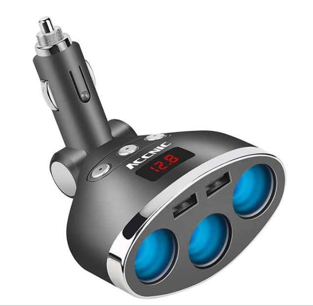 JMT-592906 Dual USB Car Charger with Three Charging Heads for Smartphones and Small Appliances