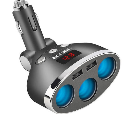 JMT-592906 Dual USB Car Charger with Three Charging Heads for Smartphones and Small Appliances