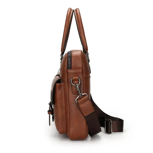 JMT-593034 Business Single Shoulder PU Leather Briefcase for Men - Versatile Laptop Bag
