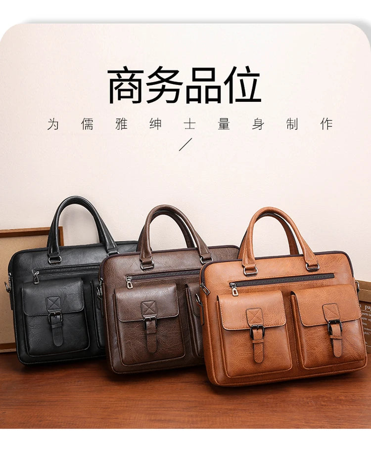 JMT-593034 Business Single Shoulder PU Leather Briefcase for Men - Versatile Laptop Bag