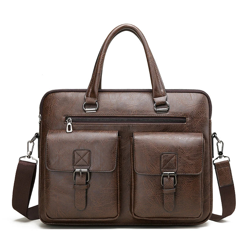 JMT-593034 Business Single Shoulder PU Leather Briefcase for Men - Versatile Laptop Bag