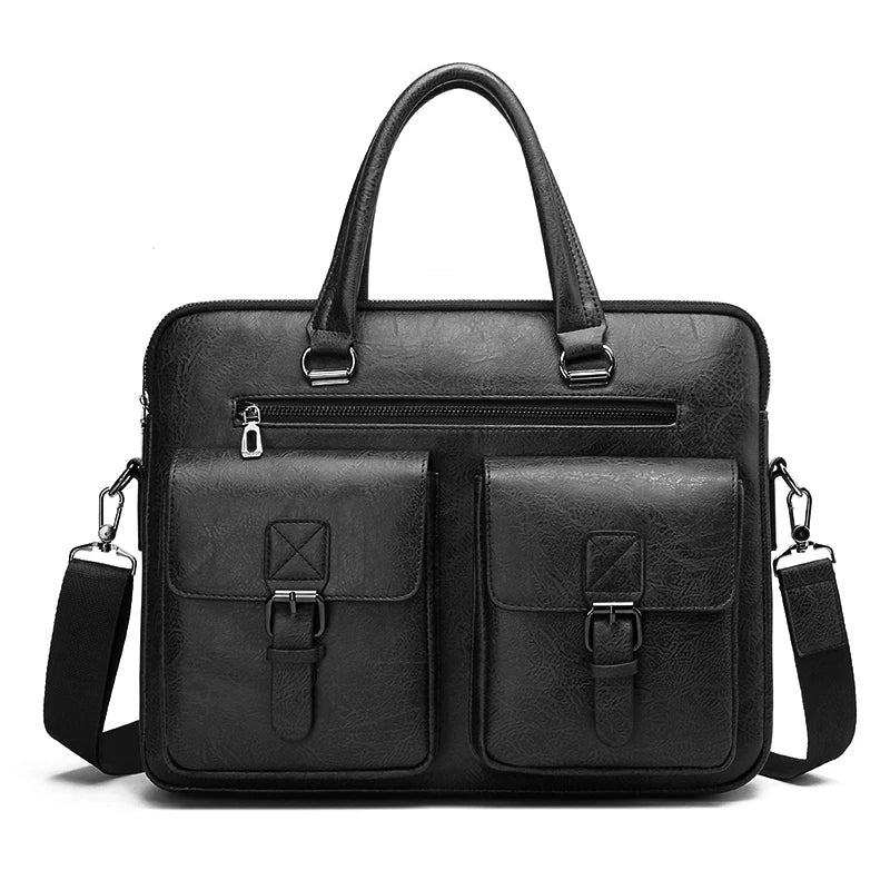 JMT-593034 Business Single Shoulder PU Leather Briefcase for Men - Versatile Laptop Bag
