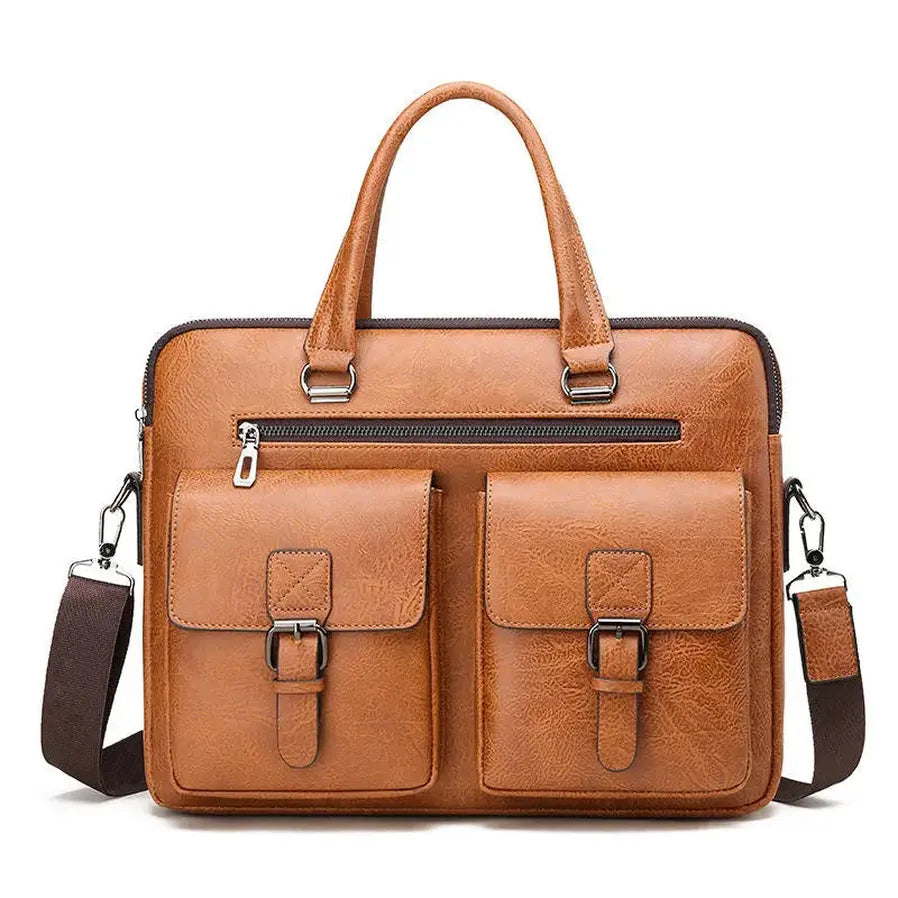 JMT-593034 Business Single Shoulder PU Leather Briefcase for Men - Versatile Laptop Bag