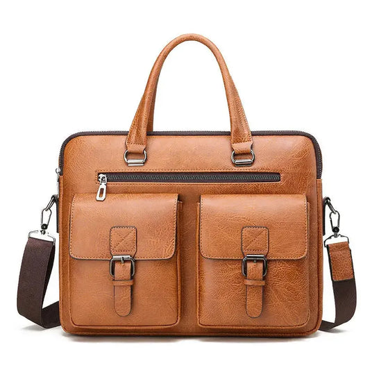JMT-593034 Business Single Shoulder PU Leather Briefcase for Men - Versatile Laptop Bag