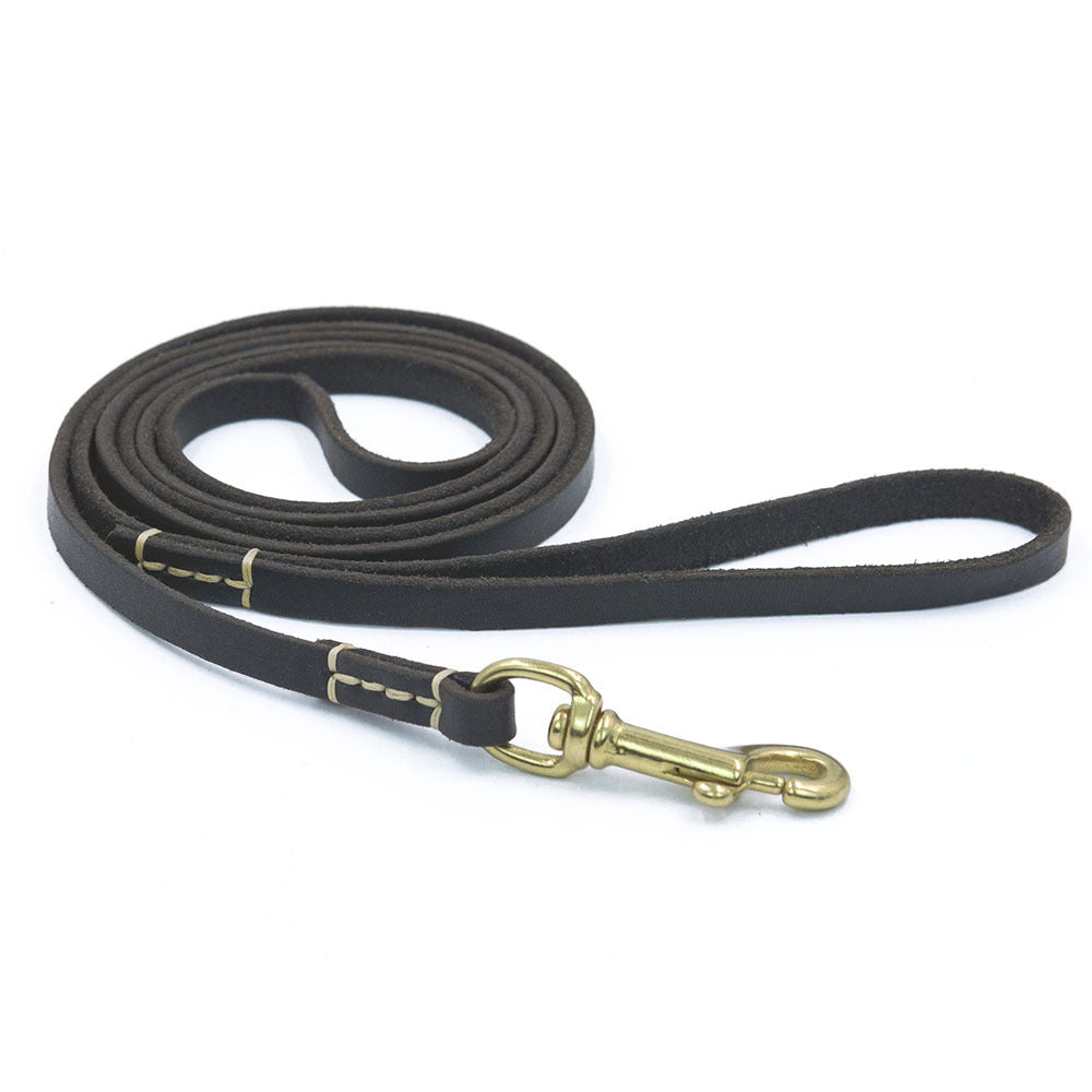 JMT-593866 Handmade Genuine Leather Dog Leash with Durable Copper Hardware for Small and Medium Dogs