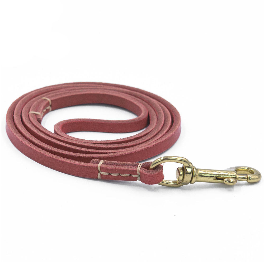 JMT-593866 Handmade Genuine Leather Dog Leash with Durable Copper Hardware for Small and Medium Dogs