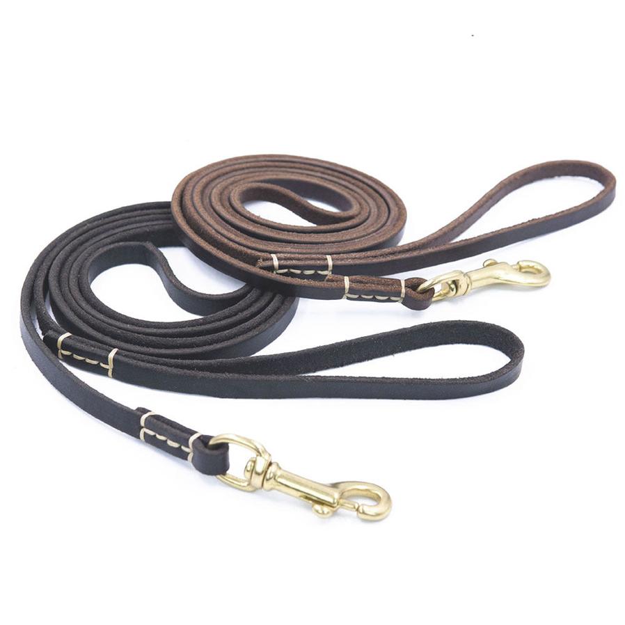 JMT-593866 Handmade Genuine Leather Dog Leash with Durable Copper Hardware for Small and Medium Dogs