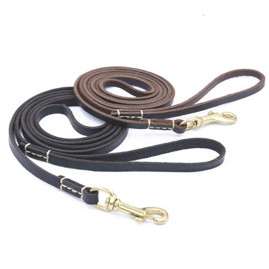 JMT-593866 Handmade Genuine Leather Dog Leash with Durable Copper Hardware for Small and Medium Dogs