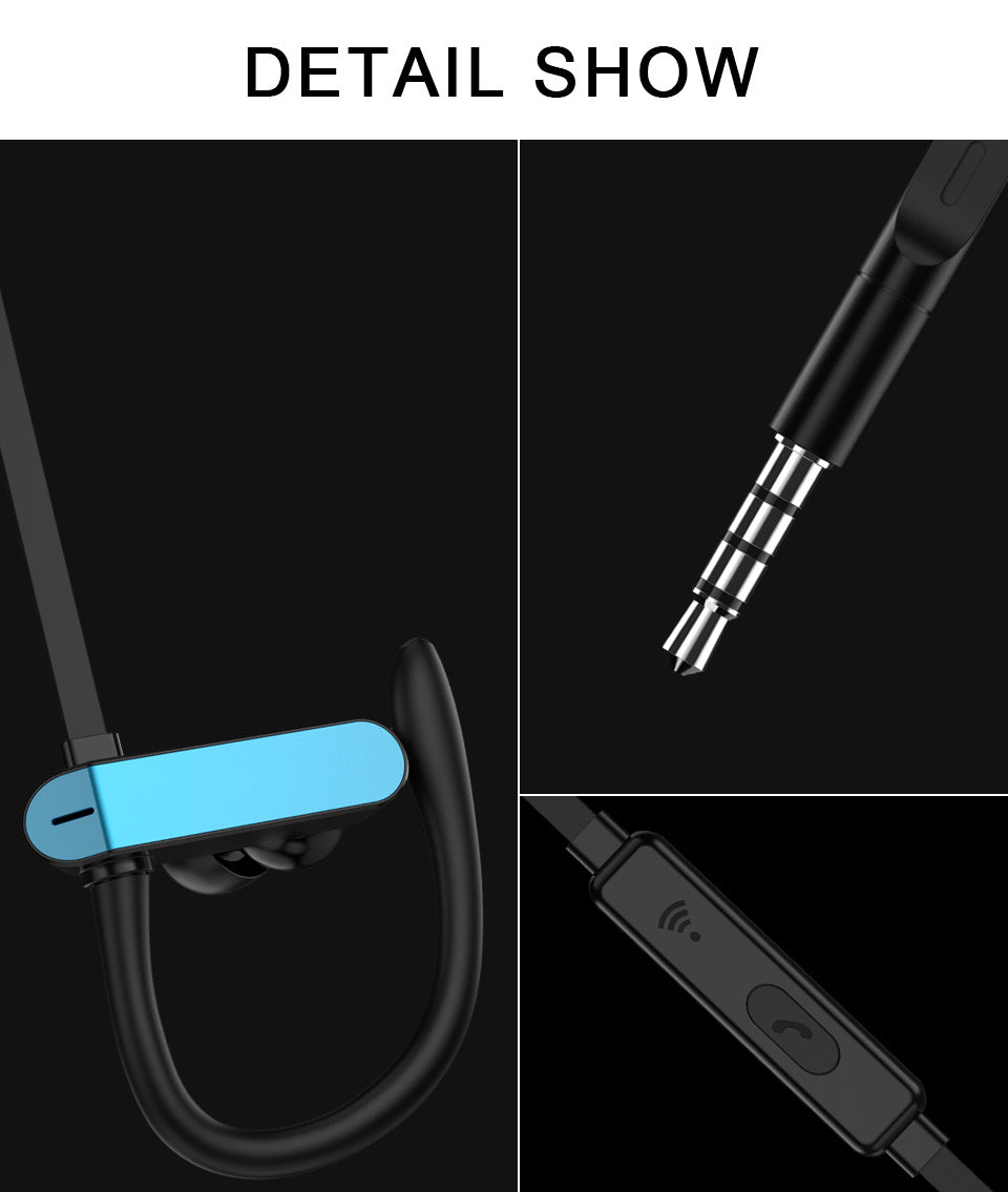JMT-593866 Sport Running Earbuds with Ear Hooks and Microphone, Compatible with Universal Devices