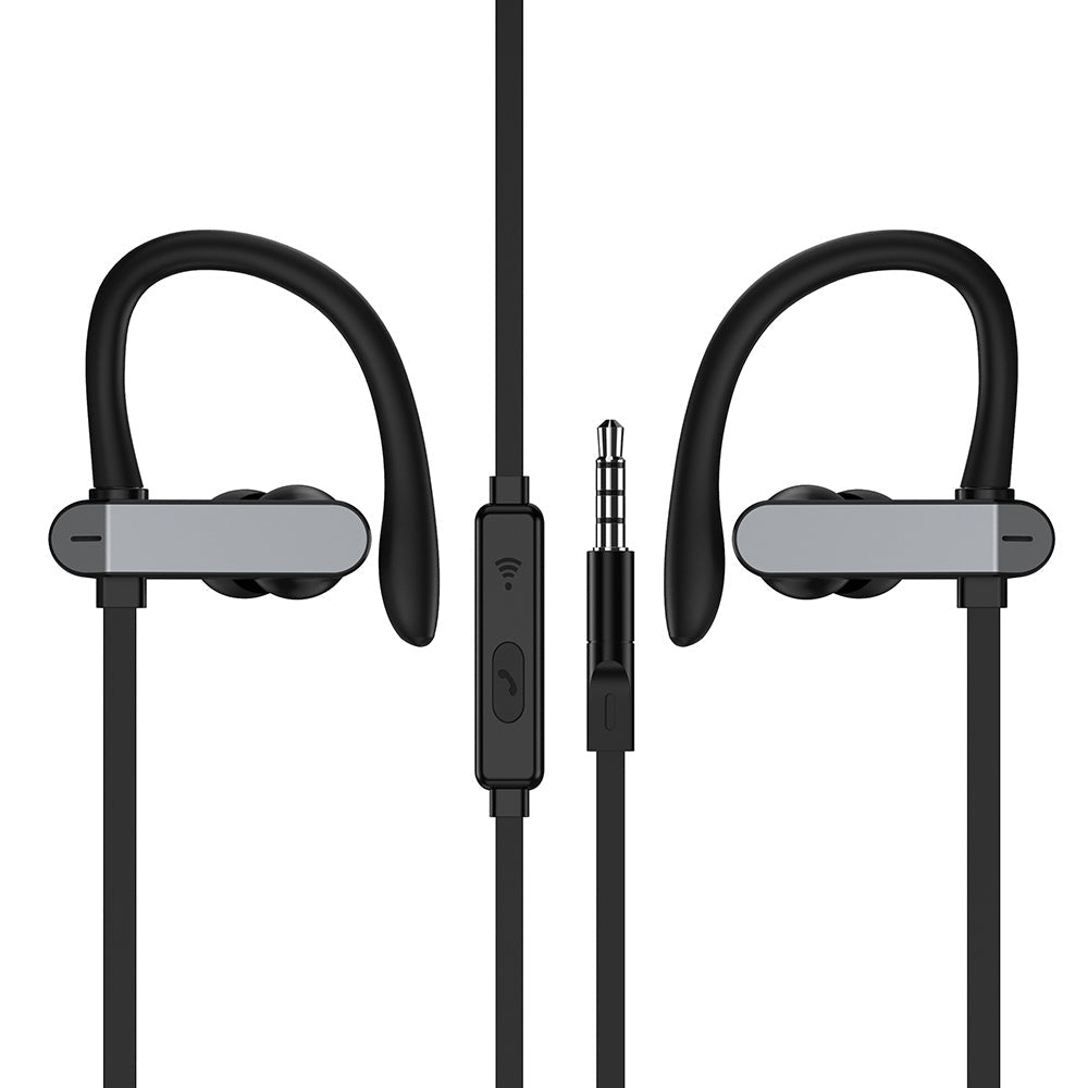 JMT-593866 Sport Running Earbuds with Ear Hooks and Microphone, Compatible with Universal Devices