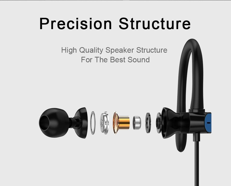 JMT-593866 Sport Running Earbuds with Ear Hooks and Microphone, Compatible with Universal Devices