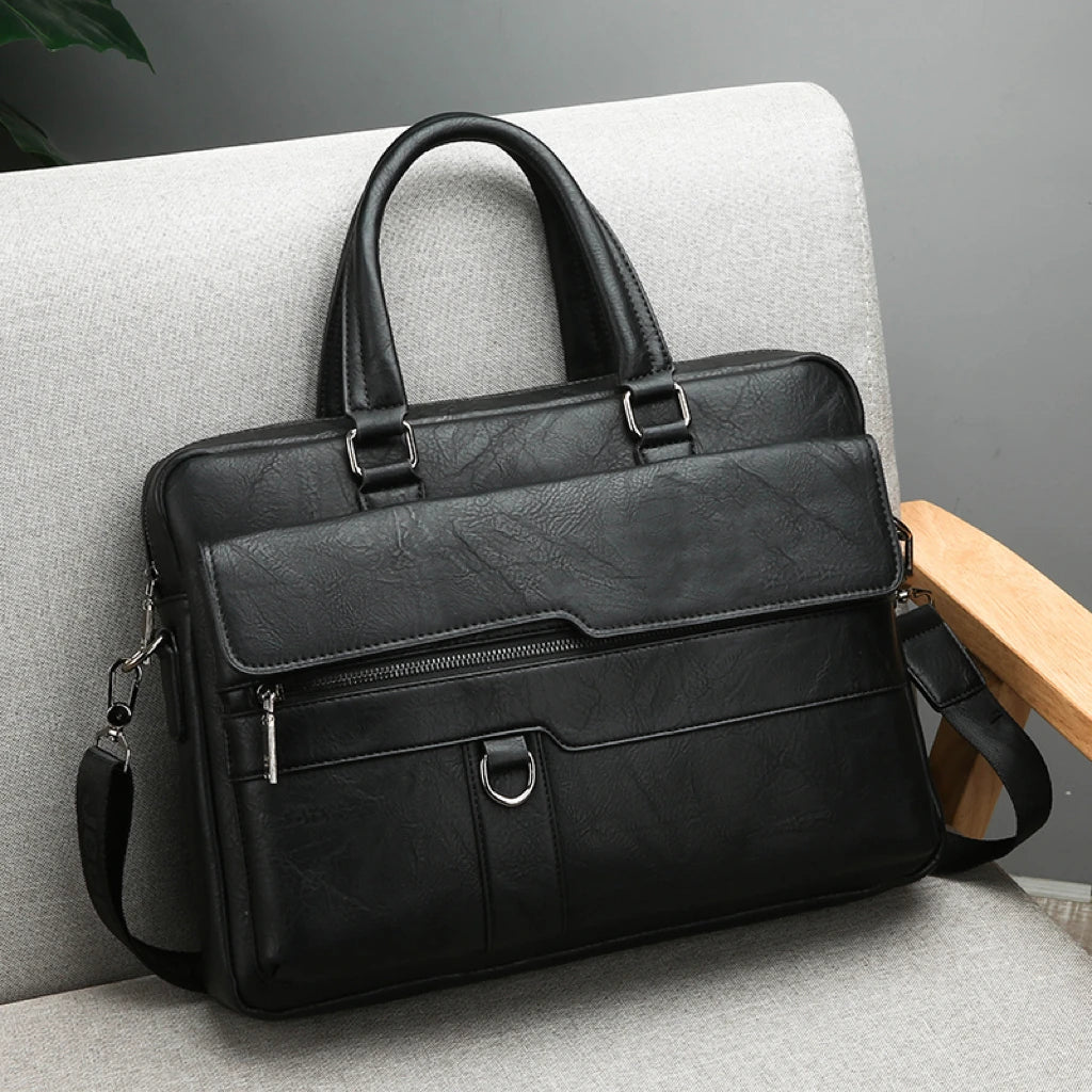 JMT-594186 Large Capacity Waterproof Laptop Briefcase Made with PU Leather for Men
