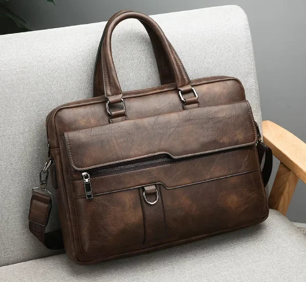 JMT-594186 Large Capacity Waterproof Laptop Briefcase Made with PU Leather for Men