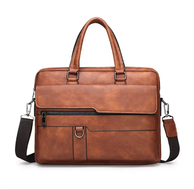 JMT-594186 Large Capacity Waterproof Laptop Briefcase Made with PU Leather for Men