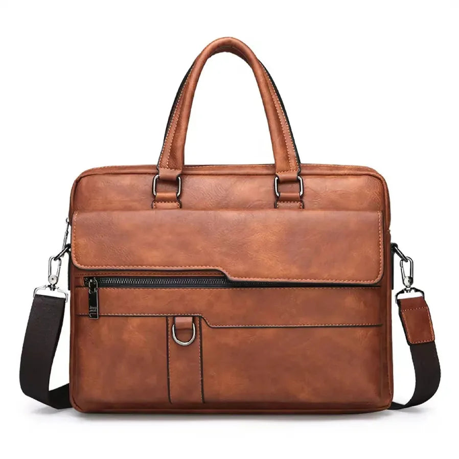 JMT-594186 Large Capacity Waterproof Laptop Briefcase Made with PU Leather for Men