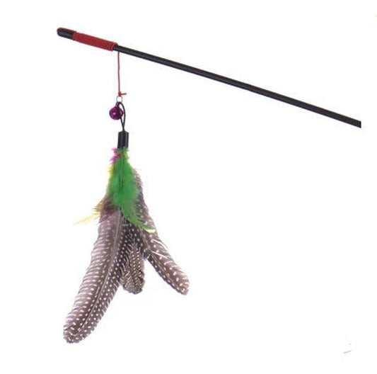 JMT-594506 Cat Feather Teaser Toy for Play and Training - Multi-Color, 45cm Pole, 56cm String