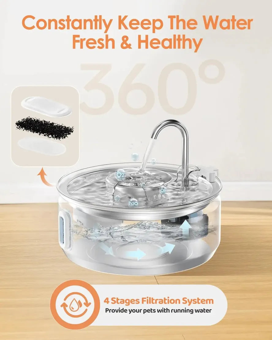 JMT-594890 Stainless Steel Automatic Pet Water Fountain 3.2L Quiet and Hygienic Dispenser for Cats