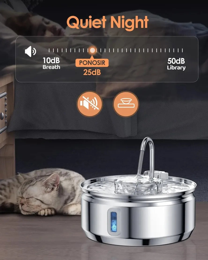 JMT-594890 Stainless Steel Automatic Pet Water Fountain 3.2L Quiet and Hygienic Dispenser for Cats