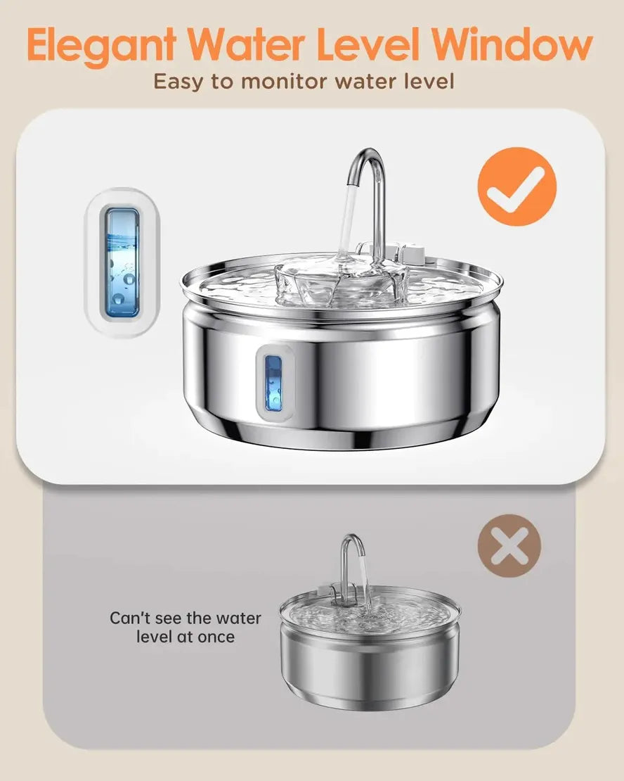 JMT-594890 Stainless Steel Automatic Pet Water Fountain 3.2L Quiet and Hygienic Dispenser for Cats