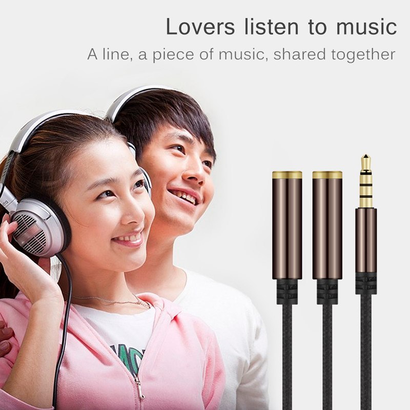 JMT-595850 3.5mm Audio Splitter Cable for Dual Headphones - Universal Y Splitter for Sharing Music