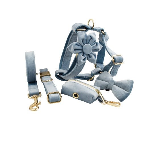 JMT-595850 Velvet Fabric Dog Collar with Accessories - Scalable Sizes XS-XL