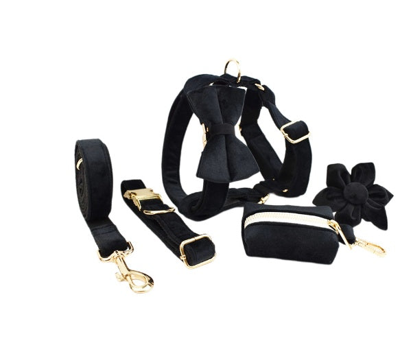 JMT-595850 Velvet Fabric Dog Collar with Accessories - Scalable Sizes XS-XL