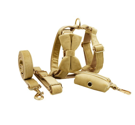 JMT-595850 Velvet Fabric Dog Collar with Accessories - Scalable Sizes XS-XL