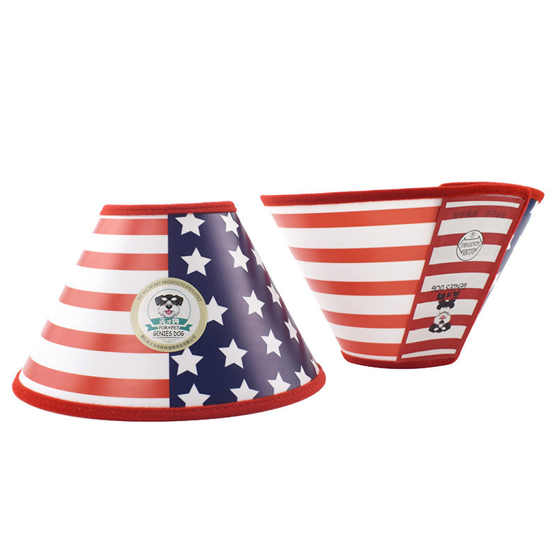 JMT-596170 Elizabeth Protective Circle for Dogs - Durable Plastic with Flannel Edging in American Flag and Camouflage Styles, Multiple Sizes Available
