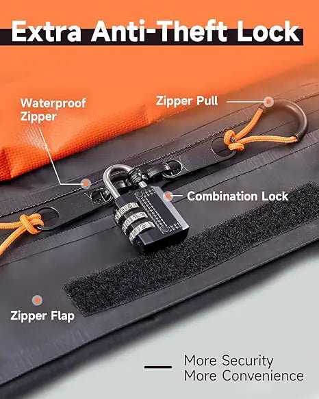 JMT-596298 Durable 15 Cubic Feet Waterproof Roof Bag for Car Rooftop Cargo Storage, 500D PVC Material, Universal Fit
