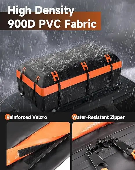 JMT-596298 Durable 15 Cubic Feet Waterproof Roof Bag for Car Rooftop Cargo Storage, 500D PVC Material, Universal Fit