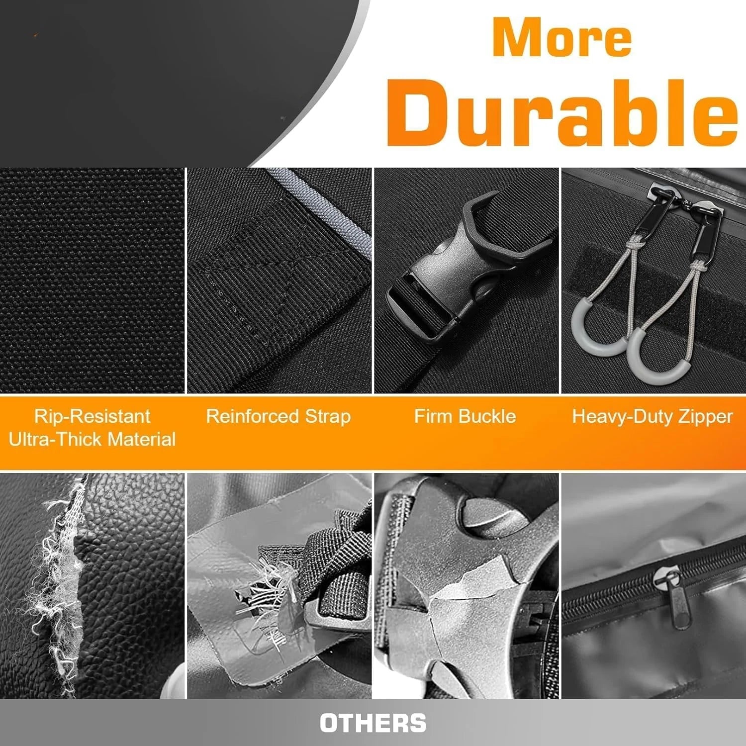 JMT-596298 Durable 15 Cubic Feet Waterproof Roof Bag for Car Rooftop Cargo Storage, 500D PVC Material, Universal Fit